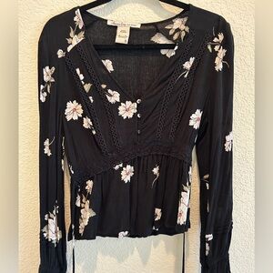 American Rag Black Floral Blouse